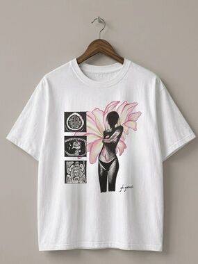 Anatomy Girl Pink Floral Gothic Indie Graphic Tee | Gildan